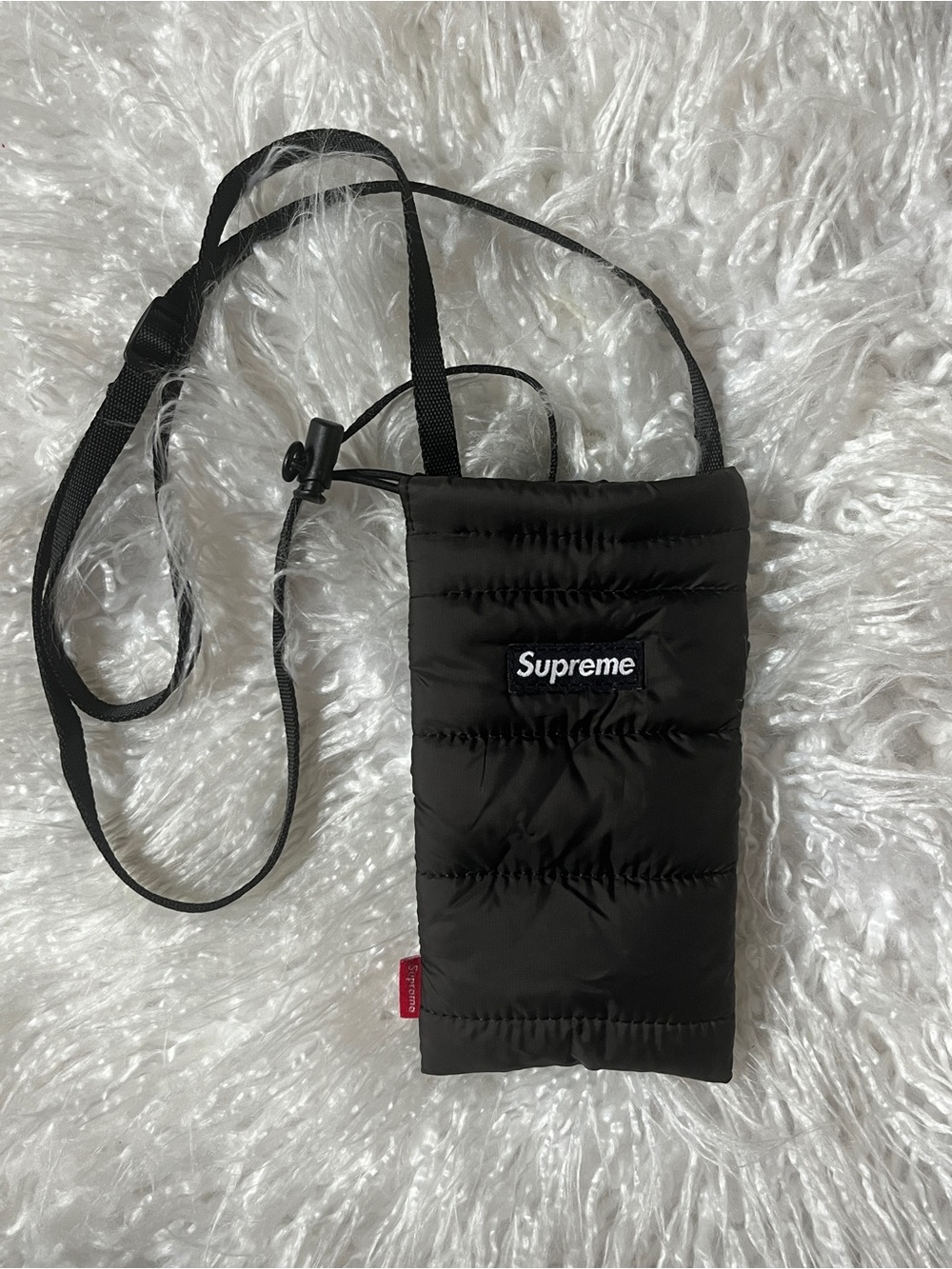 Supreme Black Quilted Crossbody Pouch